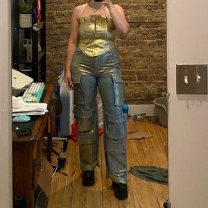 Akira Gold Tinted Wide Leg Jeans